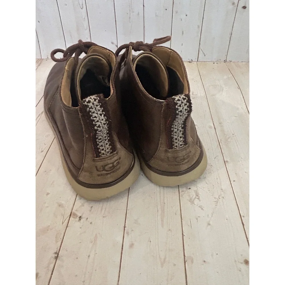 UGG Men's Freamon Waterproof Chukka Boots Brown Leather Lace Up Men's Size 12
